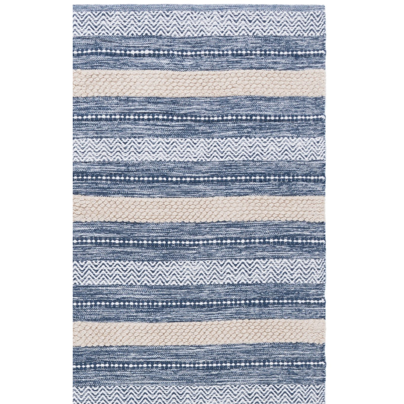 Tapis bleu marine / ivoire Lynndyl 976, Rectangle 6 pi x 9 pi