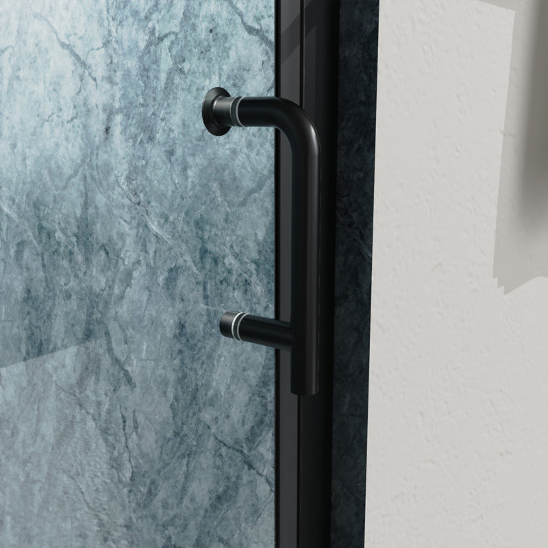 Black Semi-Frameless Tempered Glass Shower Door 34'' x 72''