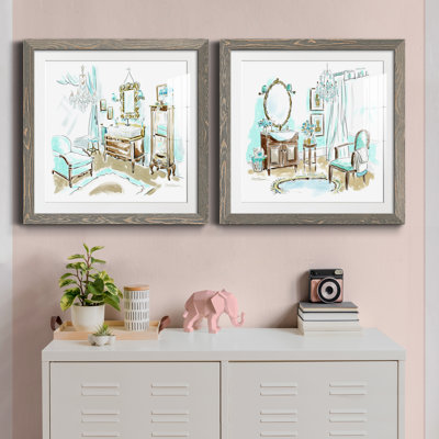 " Blue Opulence I " 2 - Pieces Painting Print