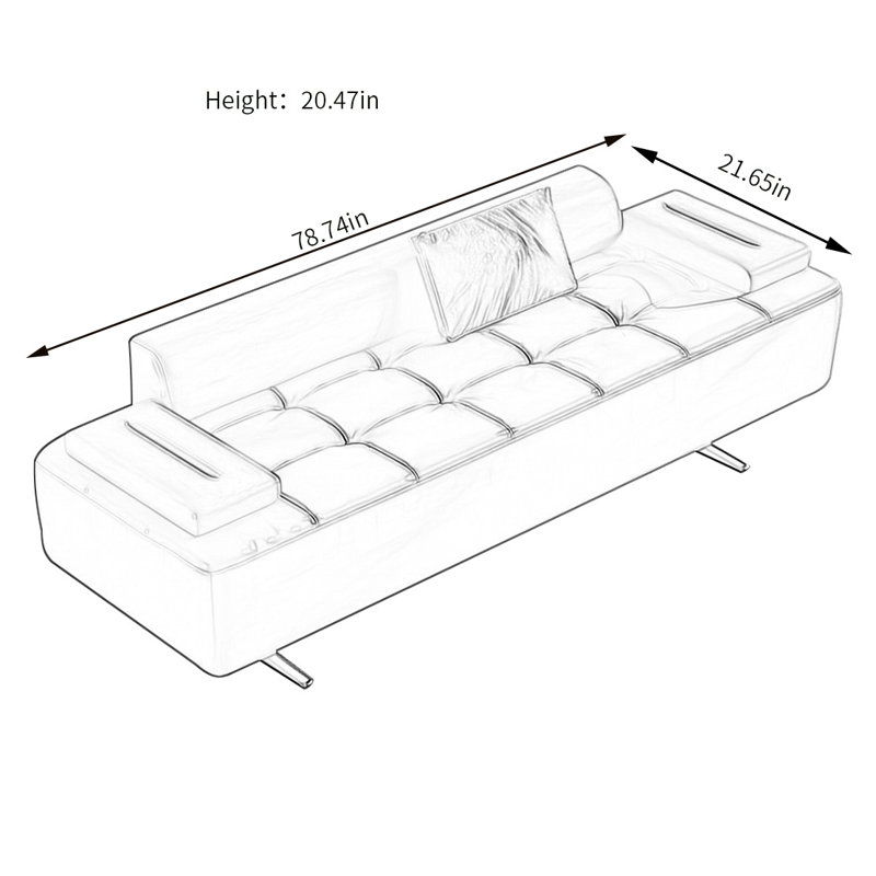 Banc rembourré en microfibre de cuir, H 20,47 po x l 78,74 po x P 21,65 po, Brun
