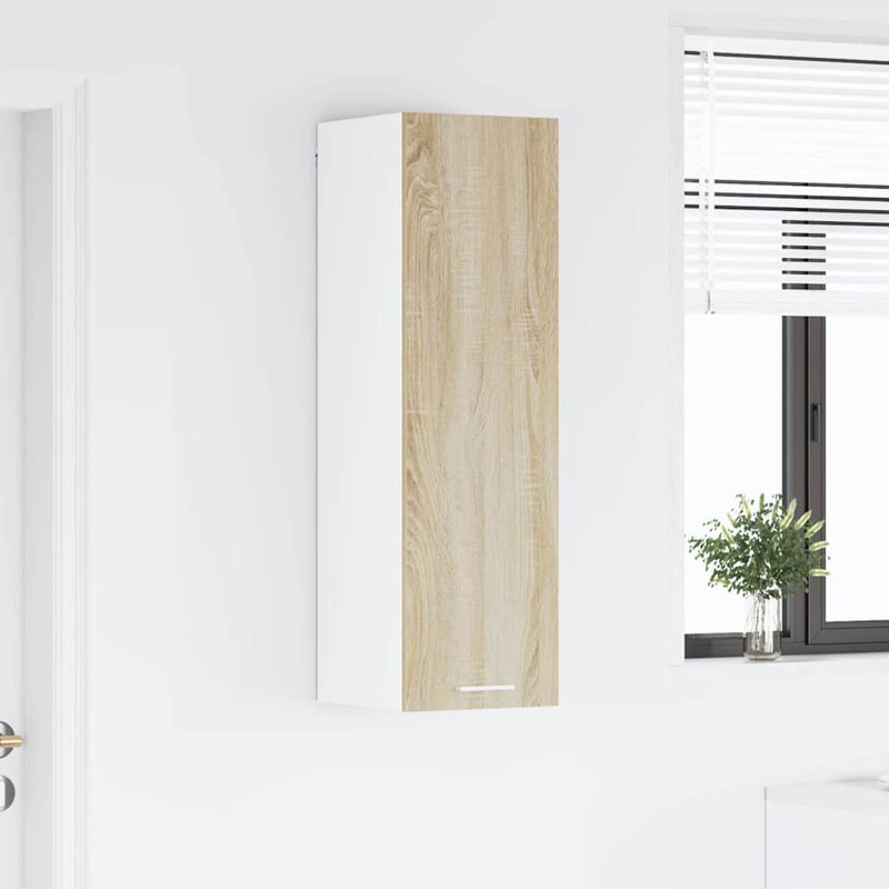 Vidaxl Hanging Cabinet Riga White 40 X 31 X 100 Cm Engineered Wood, 100cm H x 30cm W x 31cm D, Sonoma Oak