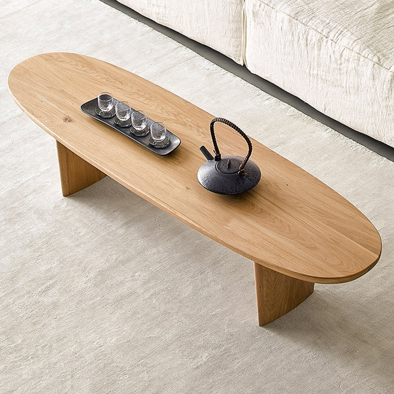 Table basse en bois de style japonais, H 13,7 po x L 39,3 po x l 18 po, Plateau en bois naturel / base Burlywood