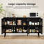 Buffet buffet avec 3 portes en rotin, console de rangement de cuisine moderne, armoire d'appoint-99397053-99397052