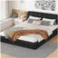 Grand lit plateforme tapissier, noir-129460313