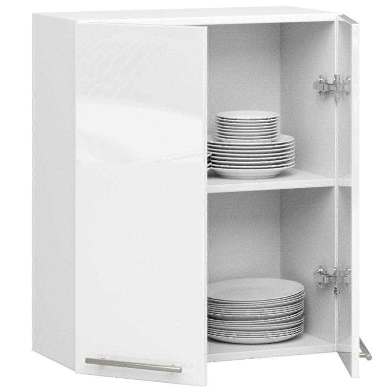 Oliwia kitchen wall -mounted cabinet in white, glossy white Base Unit, 72cm H x 60cm W x 30cm D