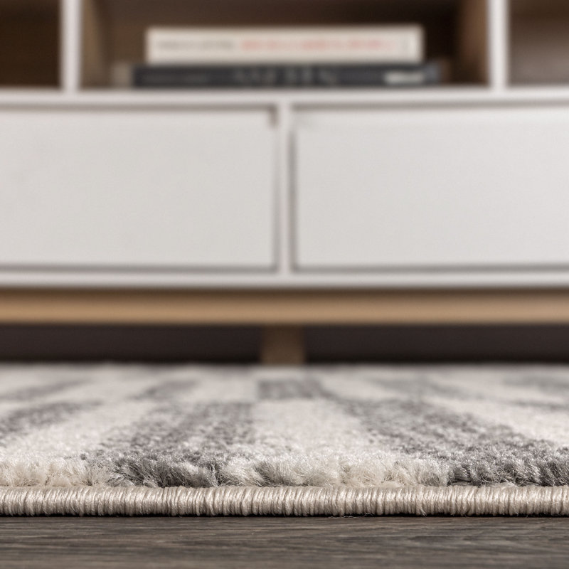 Tapis rayé gris / crème Phares, Rectangle 4pi x 6 pi