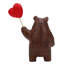 Figurine d'ours avec cœur rouge, statue d'animal romantique, centre de table de la Saint-Valentin, décoration de fête, gris