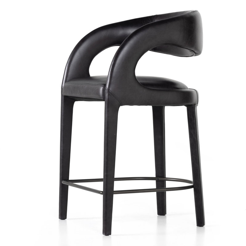 Hawkins Stool, Counter Stool (26.57" Seat Height), Sonoma Black/Genuine Leather