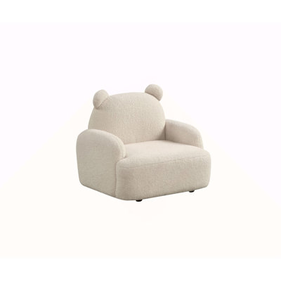 Raelynn 25.5"W Beige Sherpa Bear-Shaped Kids Armchair