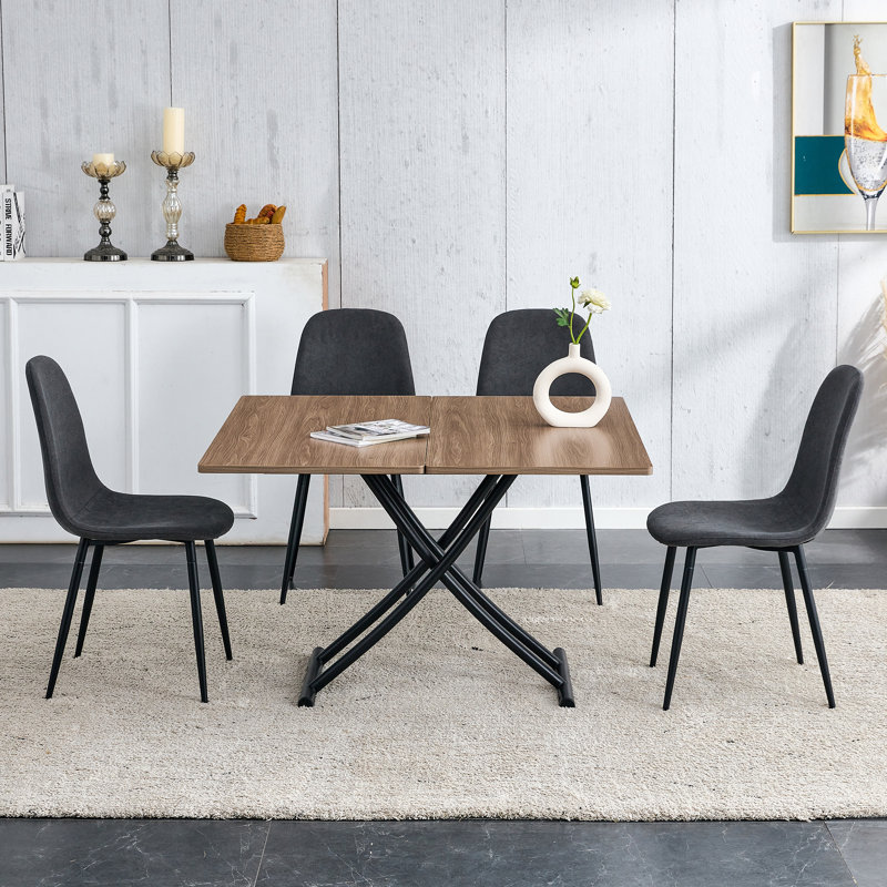 Ensemble de table de salle à manger Vesta, Gris foncé, Brown, Black