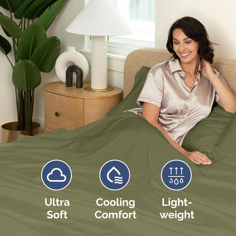 Soft Flat Sheet – Cooling, Breathable & Wrinkle Free Top Sheet, Full, Sage Green