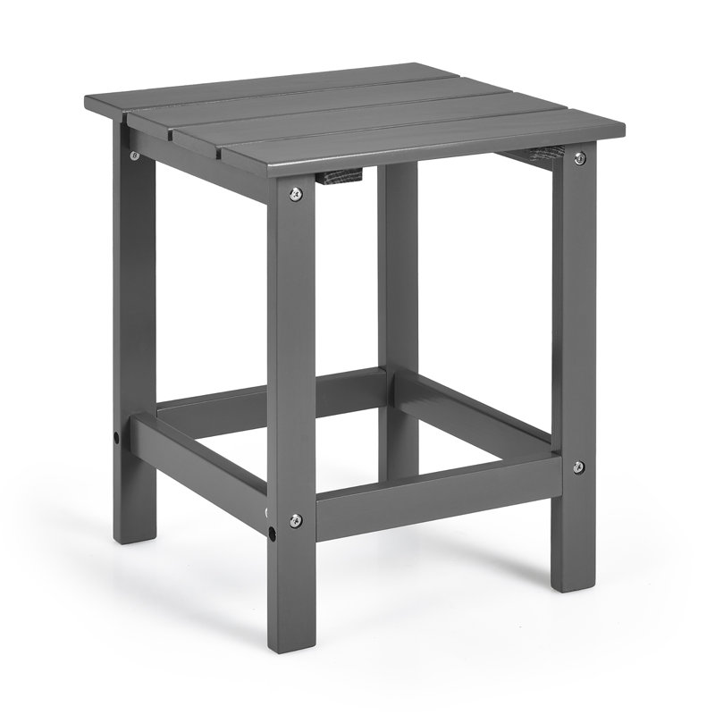 Gray Solid Fir Wood Square Outdoor Side Table