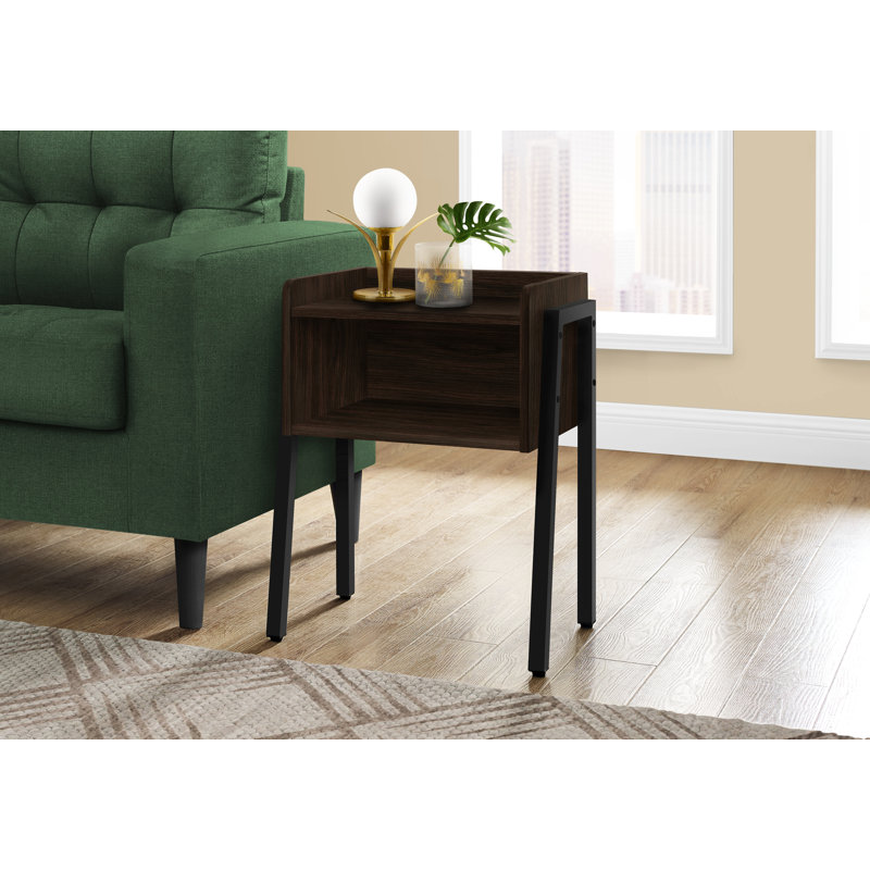 Table d'appoint, côté, bout, table de chevet, lampe, salon, chambre à coucher, métal, stratifié, Espresso, Noir