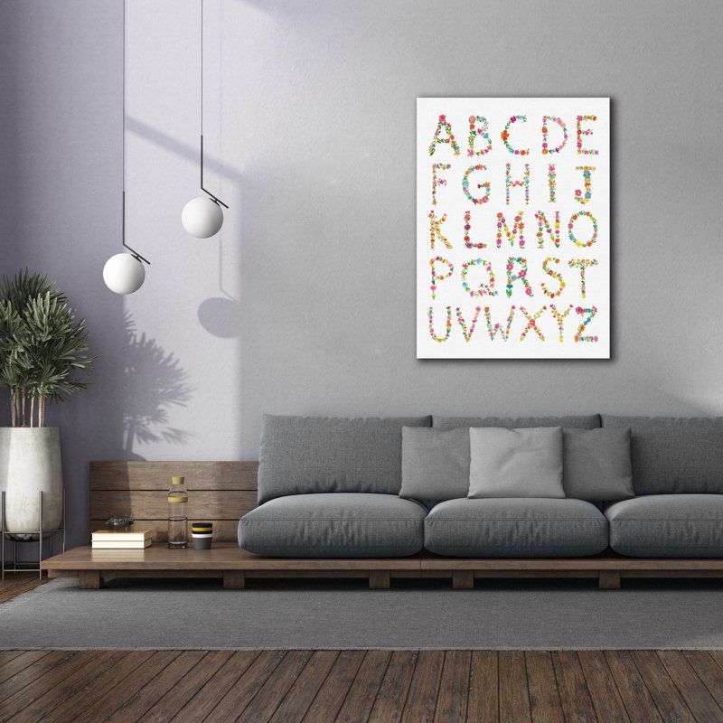  «Floral Alphabet» par Farida Zaman, art mural sur toile, 40 po x 54 po, H 54 po x l 40 po