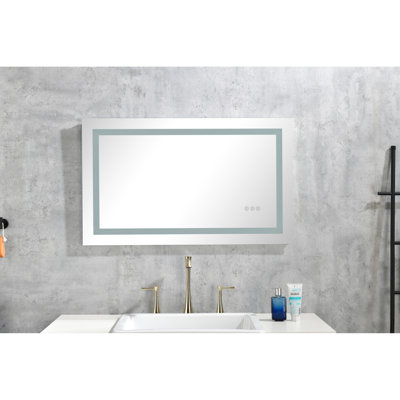32" X 20" Led Vanity Mirror For Bathroom, Wall Mounted, Front And Backlight, - Fog, 3 Color Temperatures, Stepless Brightness Control, Memory, Hd Glass, Aluminium, 22 Lb Mounted Bathroom Mirror,