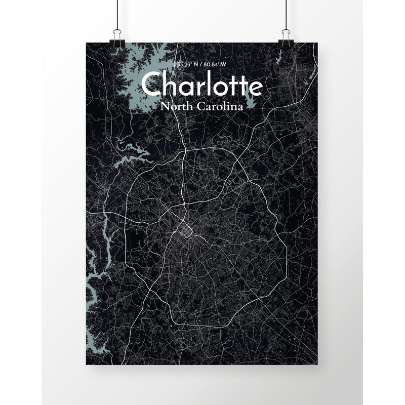 Charlotte - Unframed Graphic Art Print on Paper, 60.2cm H x 27.9cm W x 0.1cm D, Light Blue/White