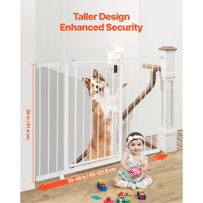 Barrière pour bébé 26-40 po, largeur réglable 36 po pour chien, L 48 po, Blanc