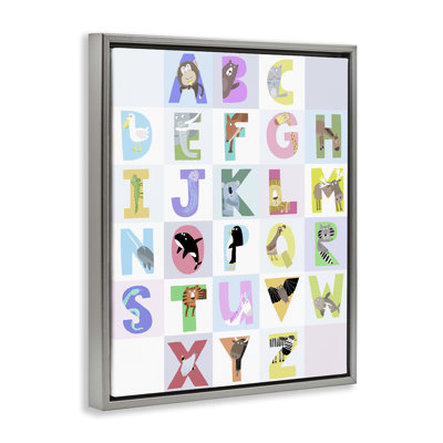 Animal Alphabet in Light Grey Floating Frame, design by Carla Daly