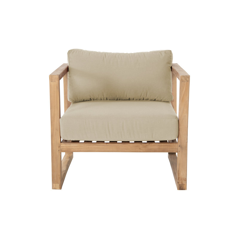 Venice 8 Pc Teak Outdoor Sofa Conversation Seating Group with Sunbrella Cushions, Vellum