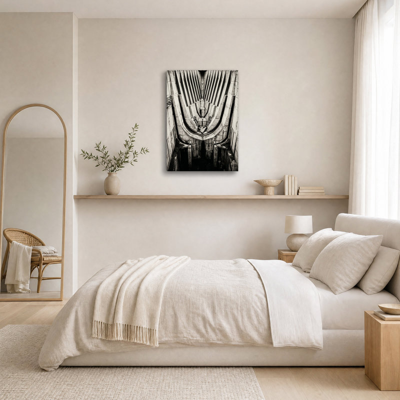 Tableau sur toile représentant une structure de barrage en béton noir et blanc, H 18 po x l 12 po