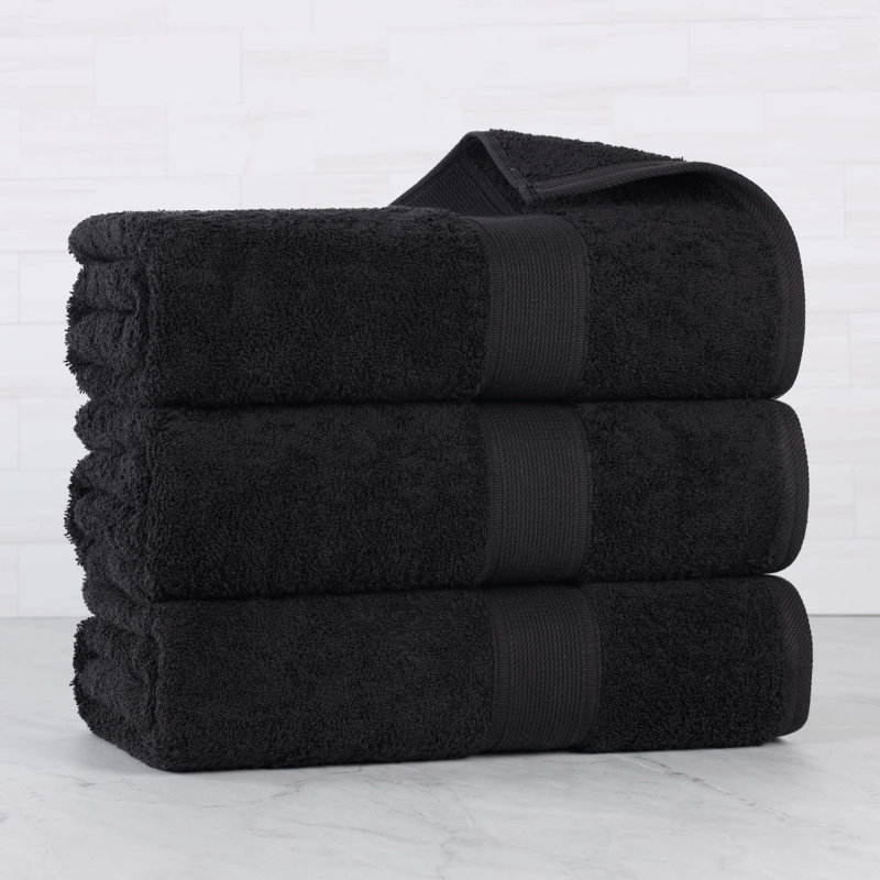 Blue Nile Mills Pure Earth Organic Cotton Bath Towels, Set Of 3, Black