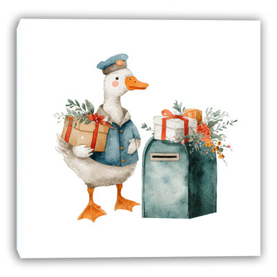 Goose Delivering Christmas Gifts Canvas