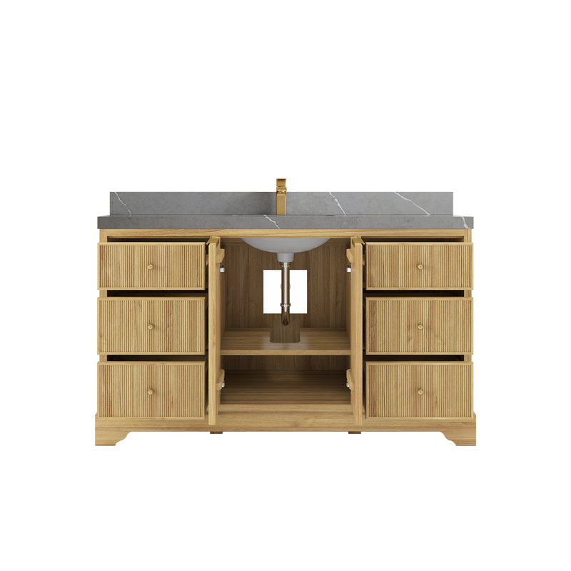 Ensemble de meuble-lavabo simple 60 "60", Gris Piatra