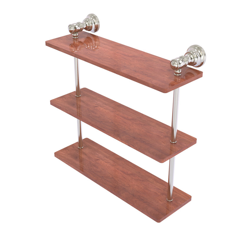Étagère murale en bois triple Freyja, H 16 po x l 16 po x P 5,54 po, Nickel satiné