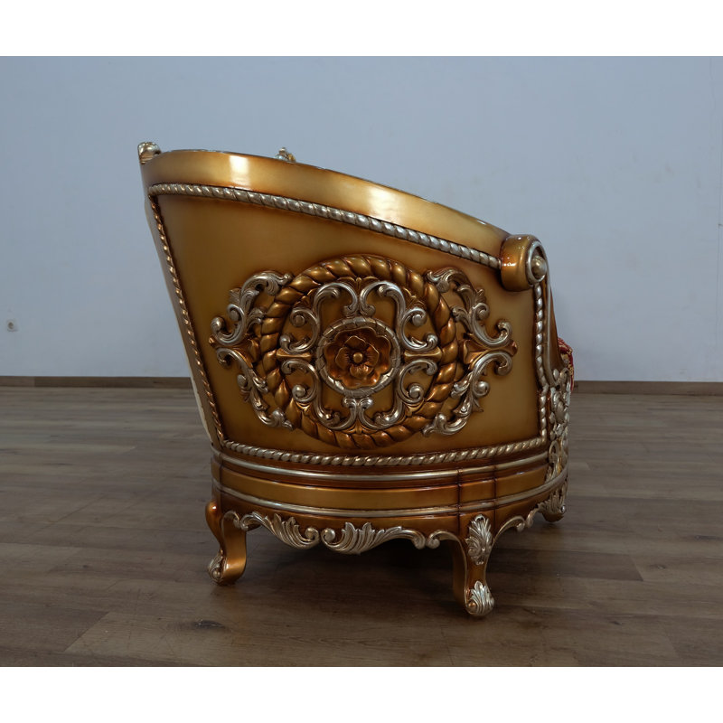 Saint Germain Velvet Sofa, Red/Gold Velvet