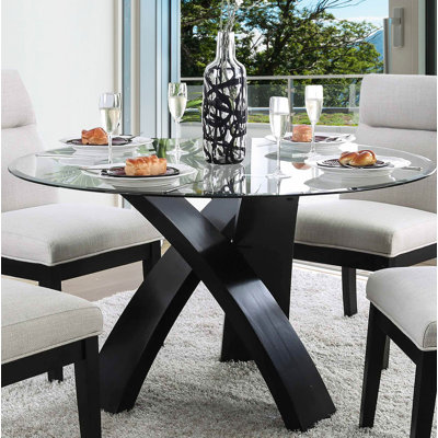 Airion 52"W Round Tempered Glass Dining Table
