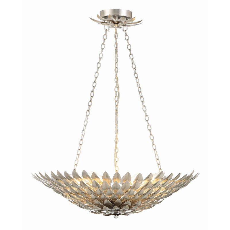 Luminaire suspendu en fer forgé 6 lumières à intensité variable, Argent antique