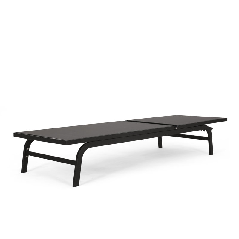 Ensemble de chaises longues inclinables 78,75 "Aleysa, Noir, 2