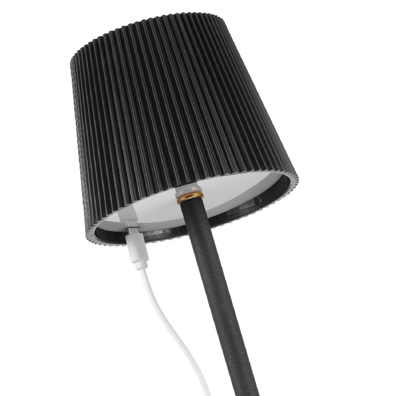 Grande lampe de table ronde à tête plissée ronde, lampe simple avec mât noir avec abat-jour à DEL, convient pour le salon et la chambre à coucher, réglage de la lumière tactile à trois couleurs