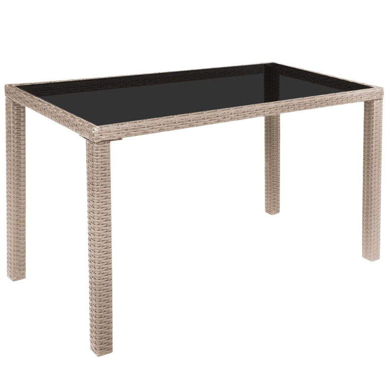 Ensemble de salle à manger Buttram vidaXL, 5 pièces: table, 2 fauteuils et 2 repose-pieds, Beige, Gris