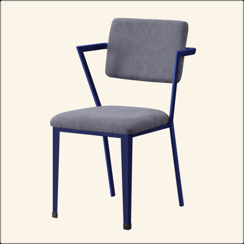 Chaise de bureau rembourrée grise et bleue, Bleu