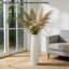 Vase de sol moderne en céramique blanche, grand vase décoratif brillant de 28 pouces pour l'herbe de Pampa, grand vase minimaliste pour la décoration de salon-794809012