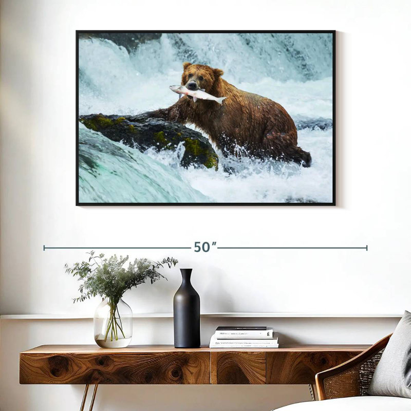 Pêche à l'ours simple, Cadre flottant noir, 40 po x 27 po