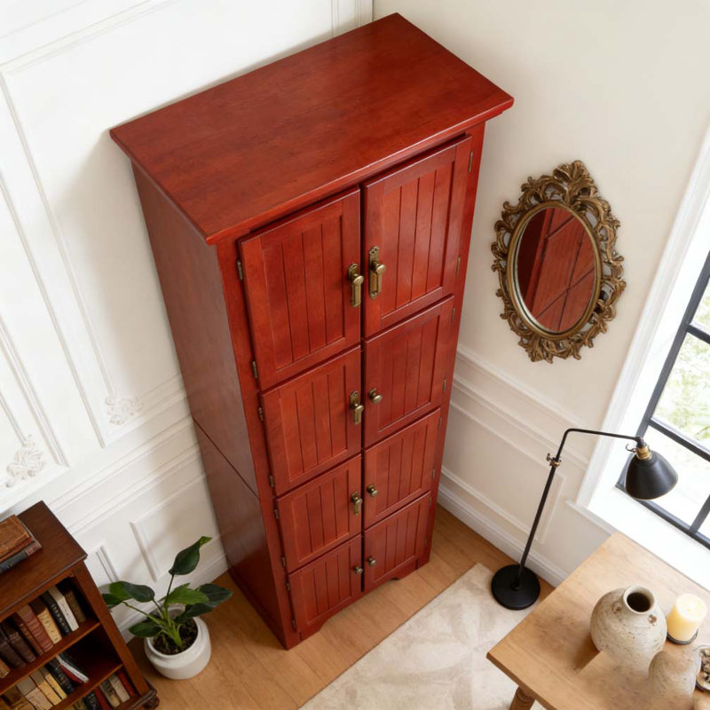 Armoire de rangement 72 po avec 8 portes, Cerisier