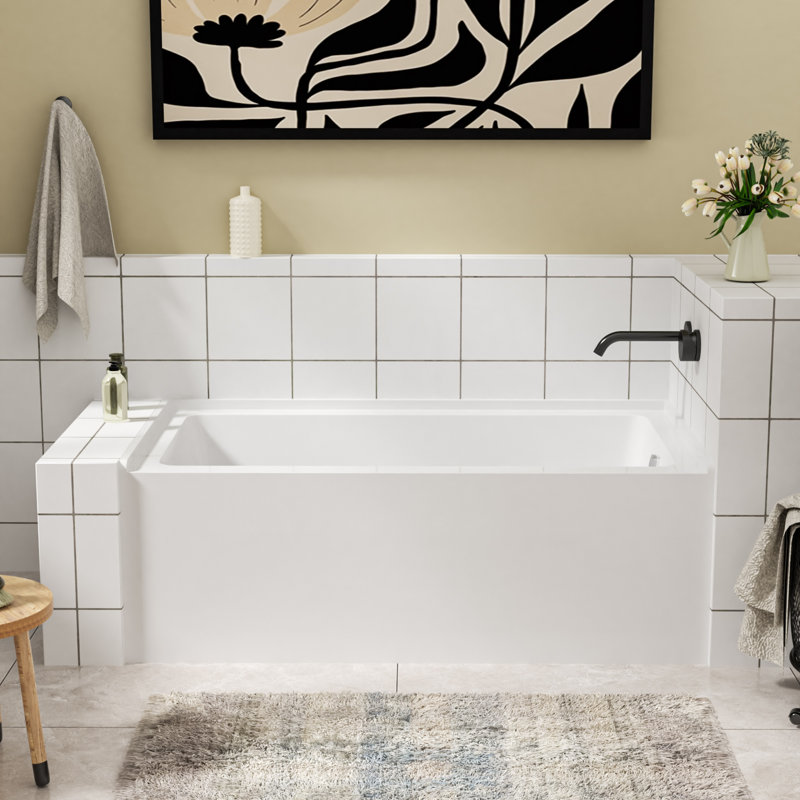 Carrelage rectangulaire en acrylique blanc 60 po x 32 po, Oui