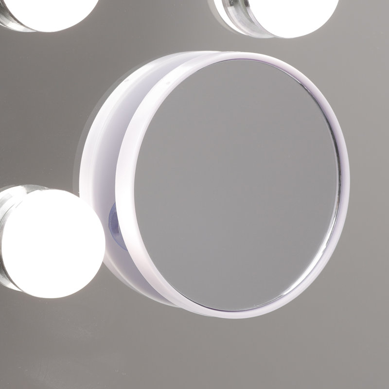 Miroir de maquillage pour salle de bain 20 lumières à DEL Hollywood avec lumières latérales RVB, 3 couleurs à intensité variable, commande tactile, base amovible et fixation murale, grossissement 10X