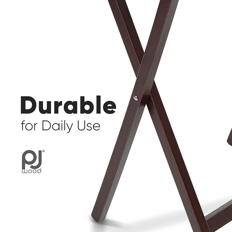 Espresso Brown Solid Wood Folding TV Tray Table Set