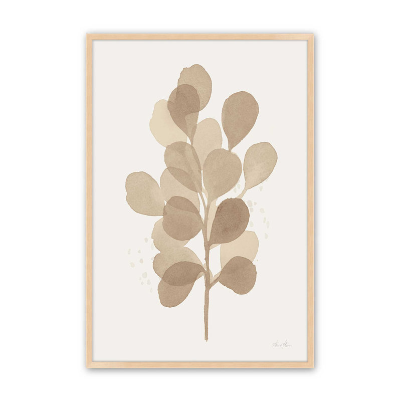 «Tan Leaf Impressions I Print», H 21 po x l 17 po, Cadre en érable brut ouvert