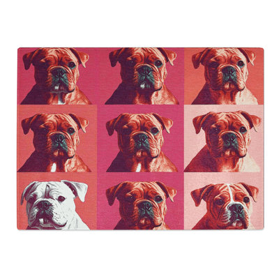 British Bulldog Pattern  Glass Chopping Board