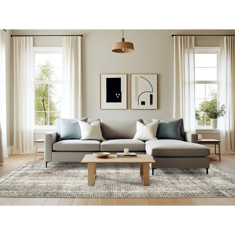 Tapis décoratif gris de style oriental shaniya, Rectangle 6 pi x 9 pi