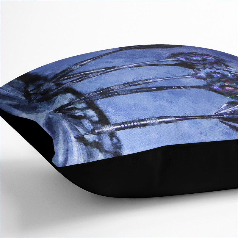 Darts And Dartboard Square Throw Cushion, 40cm H x 40cm W x 15cm D, Black