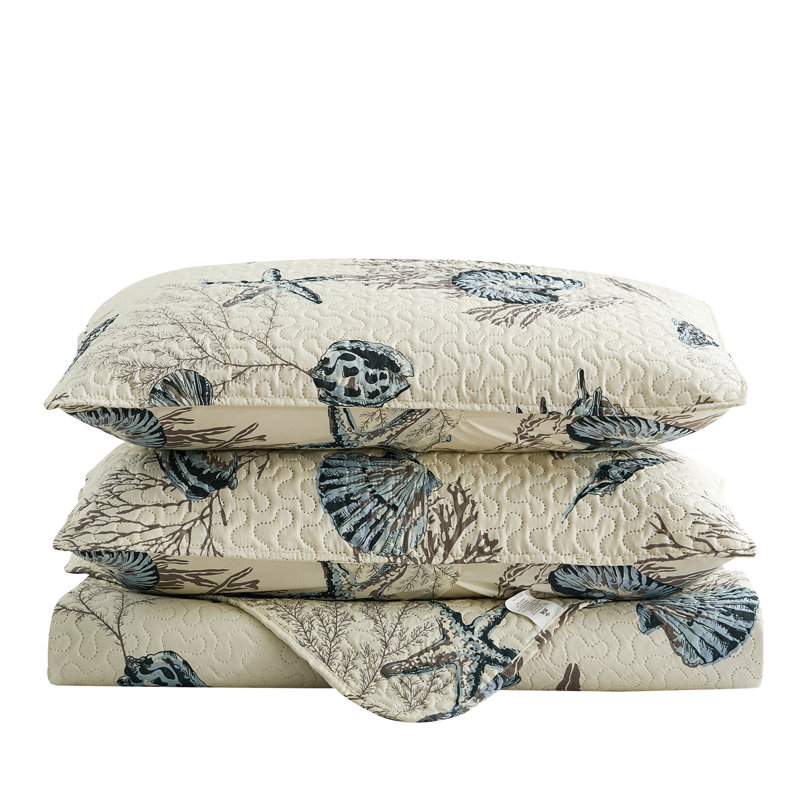 QSM03-04 Coastal Animal Print Quilt, Queen Quilt + 2 Shams