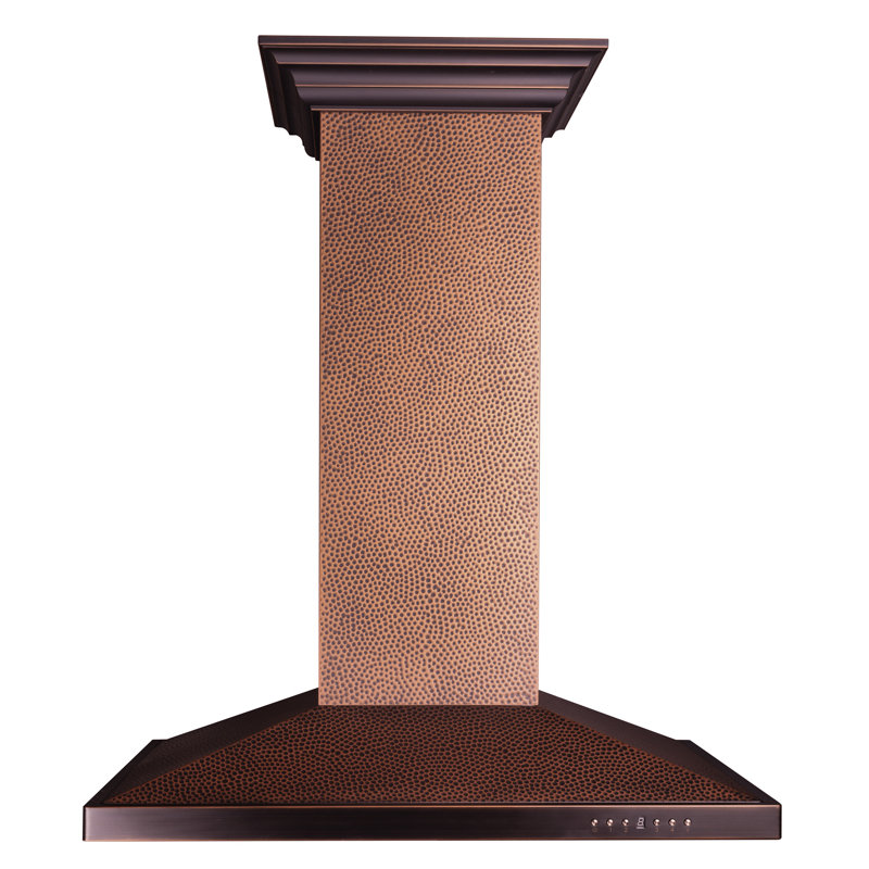 30" 400 CFM Ducted Island Range Hood, Hand-Hammered Copper, 36"