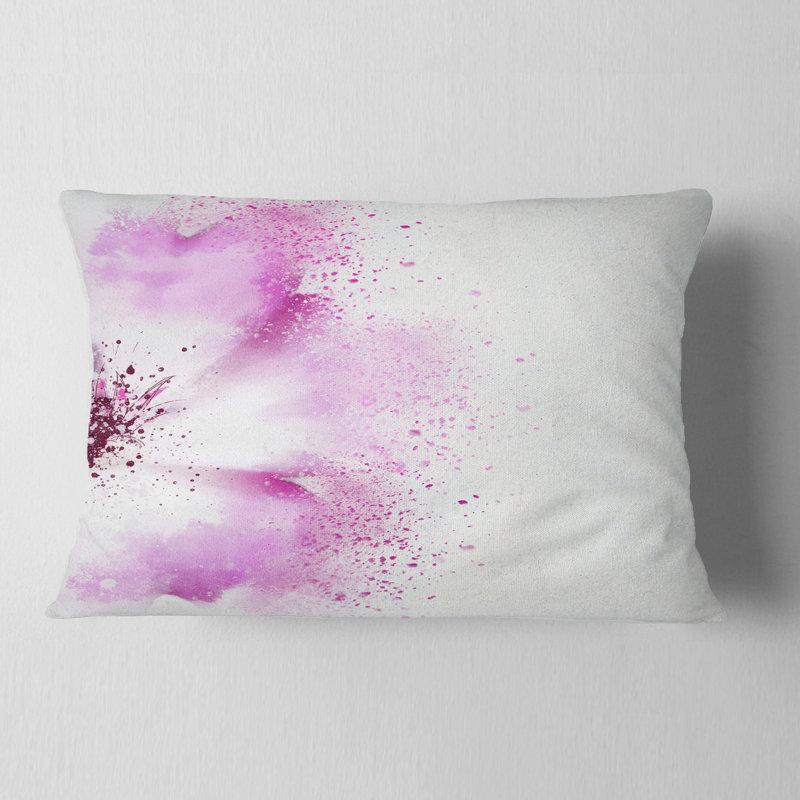 Coussin décoratif à imprimé floral abstrait mauve