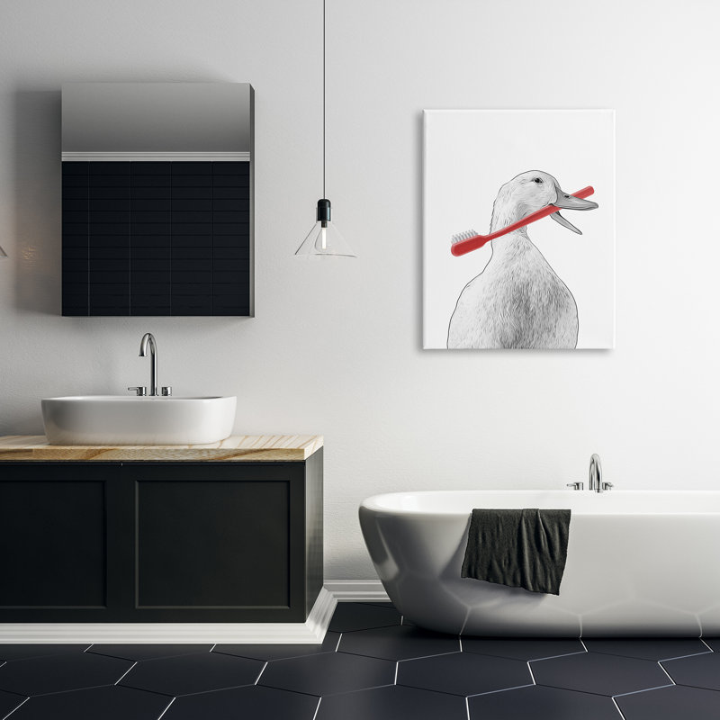 Impression sur toile Aw-318-Canvas, canard et brosse à dents, par Annalisa Latella, H 40 po x l 30 po x P 1,5 po