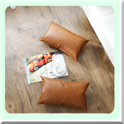 Rustic Leather Lumbar Pillow Covers Set - Modern Farmhouse Style Accent Pillowcase for Bedroom Living Room Sofa - Brown Throw Pillows